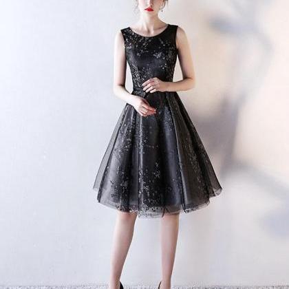 Black Tulle A Line Short Prom Dress,homecoming..