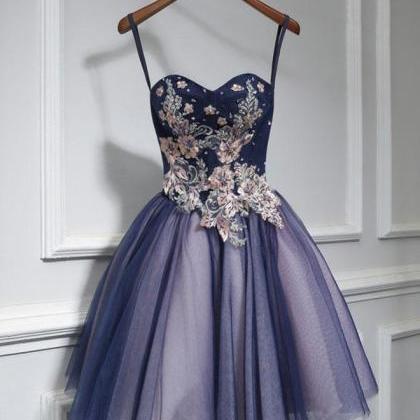 Cute Lace Tulle Short A Line Prom Dress,homecoming..