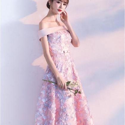 Cute Pink Lace Short Prom Dress,pink Evening Dress