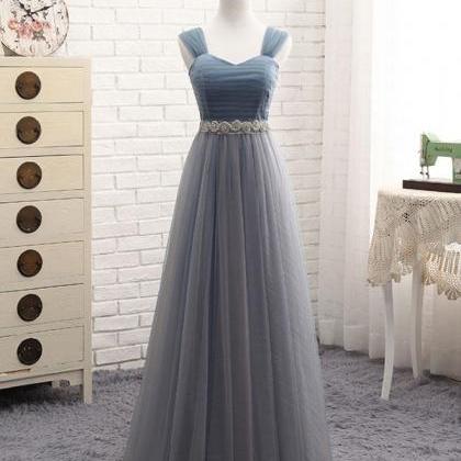Gray Sweetheart Neck Tulle Prom Dress,gray Evening..