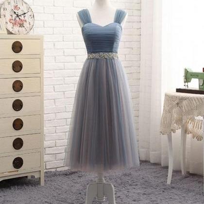 Gray Sweetheart Neck Tulle Prom Dress,gray Evening..