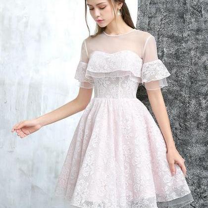 Mini Tulle Lace Short Prom Dress, Lace Cute Homecoming Dress main image 0