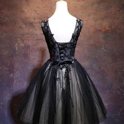 Black V Neck Lace Short Prom Dress,black Party..