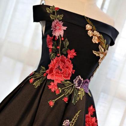 Black Satin Short Prom Dress,black Evening Dress
