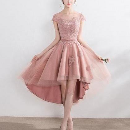 Cut Lace Tulle Short Prom Dress,high Low Evening..