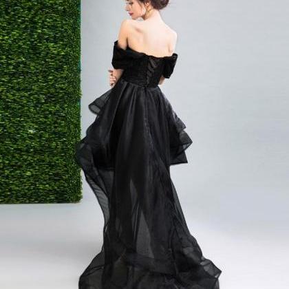 Black High Low Prom Dress,black Evening Dress