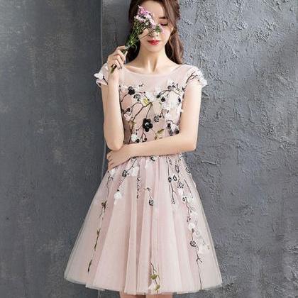 Pink Tulle Short Prom Dress,homecoming..