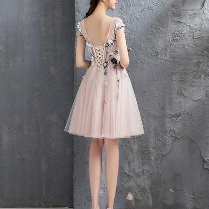 Pink Tulle Short Prom Dress,homecoming..