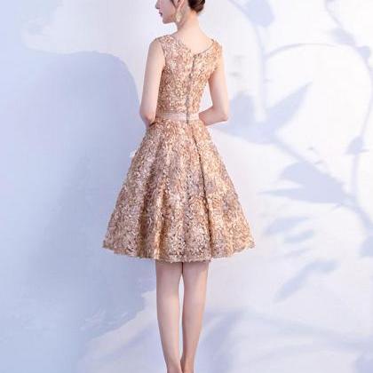 Cute Champagne V Neck Short Prom Dress,homecoming..