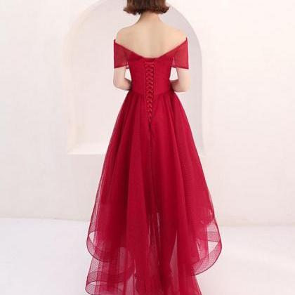 Burgundy Tulle Short Prom Dress,burgundy Evening..