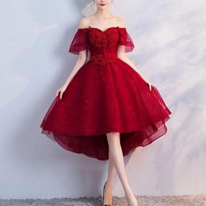 Burgundy Tulle Short Prom Dress,homecoming Dress
