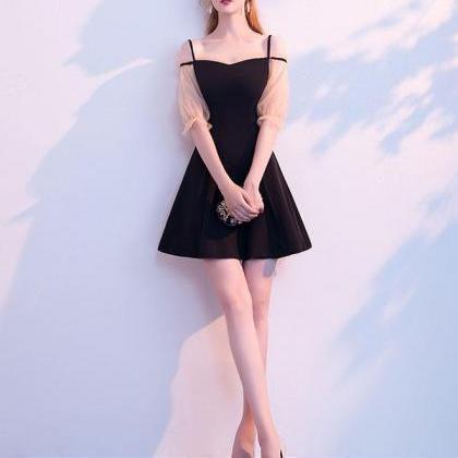 Simple Black Short Prom Dress,black Homecoming..
