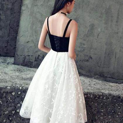 Cute Black And White Short Prom Dress,homecoming..