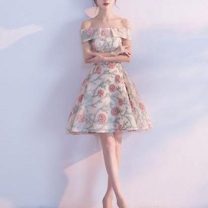 Cute Lace Applique Short Prom Dress,lace..