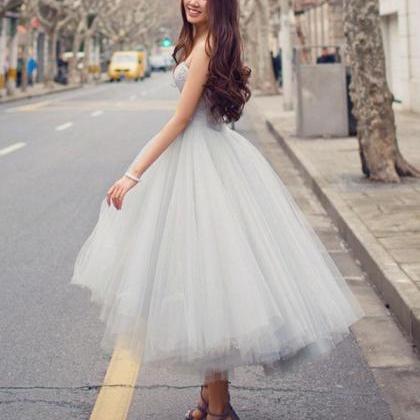 Gray Tulle Lace Short Prom Dress, Gray Tulle Lace Short Homecoming Dress main image 0