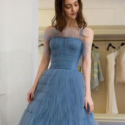 Cute Blue Tulle Short Prom Dress,homecoming Dress