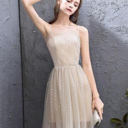 Champagne Tulle High Low Prom Dress,champagne..