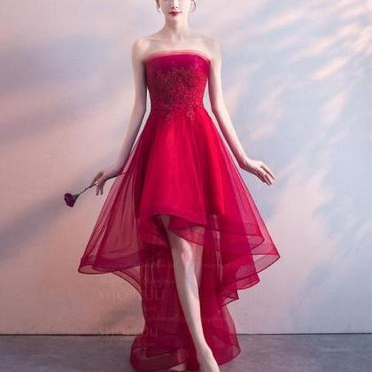 Cute Burgundy Tulle Short Prom Dress,burgundy..