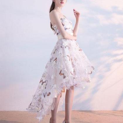 Unique tulle lace short prom dress,..