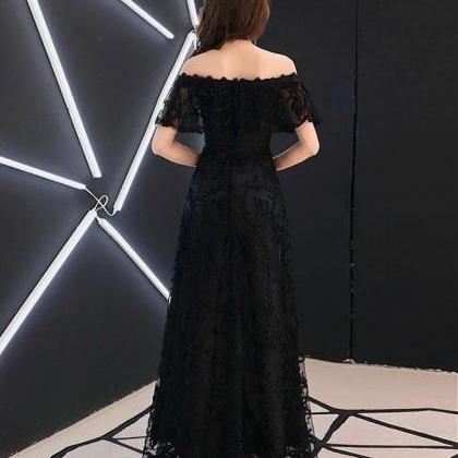 Black Lace Tea Length Prom Dress,black Lace..