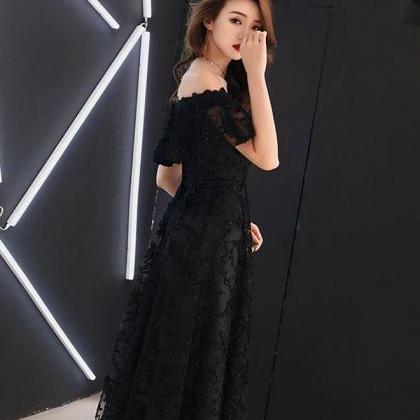 Black Lace Tea Length Prom Dress,black Lace..