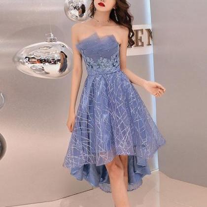 Blue Tulle High Low Prom Dress,blue Homecoming..