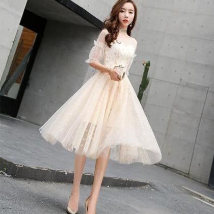 Champagne Tulle Short Prom Dress,champagne Tulle..