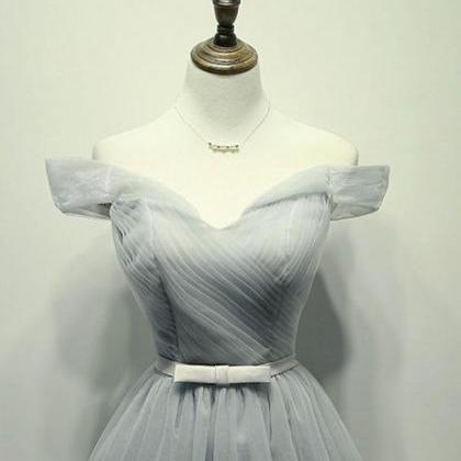 Simple Gray Tulle Short Prom Dress,gray Tulle..