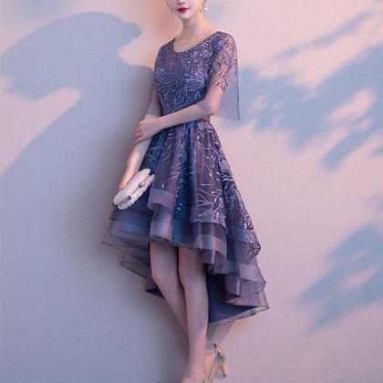 Purple Tulle Lace Short Prom Dress,purple Evening..