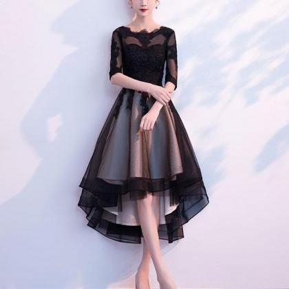 Black Tulle Lace Short Prom Dress,black Bridesmaid..