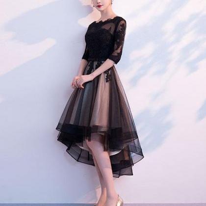 Black Tulle Lace Short Prom Dress,black Bridesmaid..