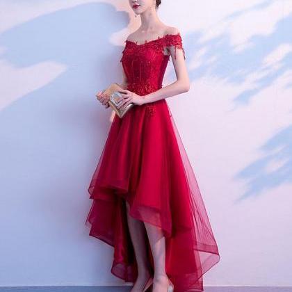 Burgundy Tulle Lace Prom Dress,burgundy Tulle..