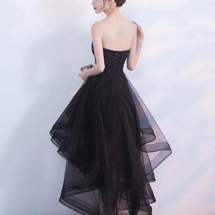 Black Tulle With Lace Short Prom Dress Homecoming Dress, Shiny Tulle Party Dress main image 0