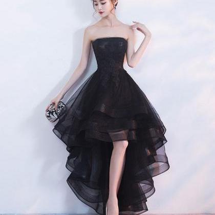 Black Tulle Lace Short Prom Dress, Black Homecoming Dress