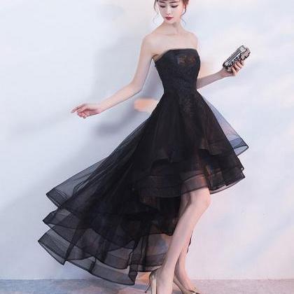 Black Tulle With Lace Short Prom Dress Homecoming Dress, Shiny Tulle Party Dress main image 1