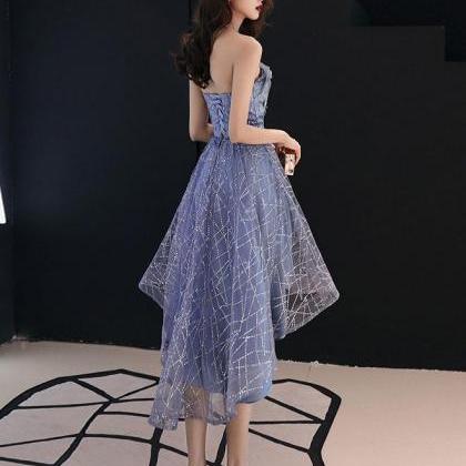 Blue Tulle Lace Short Prom Dress,blue Evening..