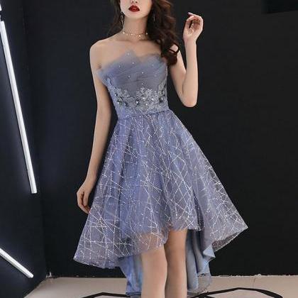 Blue Tulle Lace Short Prom Dress,blue Evening..