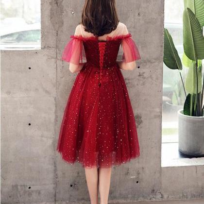 Simple Sequins Burgundy Homecoming Dresses, Short Prom Dress PH358