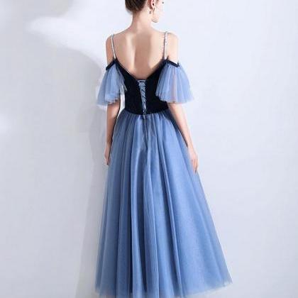 Simple Blue Sweetheart Short Prom Dress,blue..