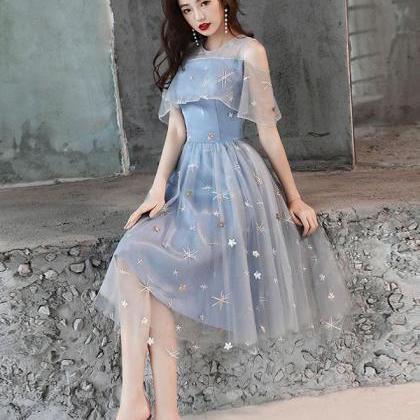 Blue Tulle Lace Short Prom Dress,blue Homecoming..