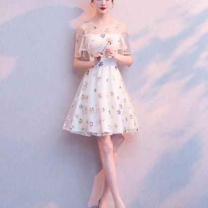 Cute White Tulle Short Prom Dress,white Homecoming..