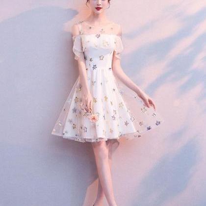 Cute White Tulle Short Prom Dress,white Homecoming..