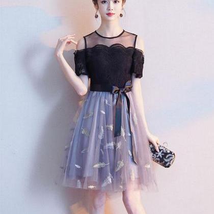 Cute Tulle Lace Short Prom Dress. Tulle Homecoming..