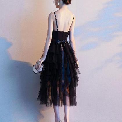 Black Sweetheart Tulle Short Prom Dress,black..