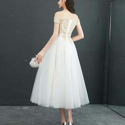 White Tulle Off Shoulder Short Prom Dress,tulle..