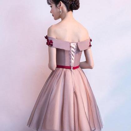 Cute Sweetheart Neck Tulle Lace Short Prom..