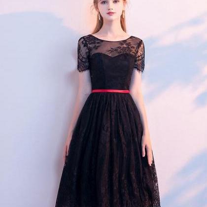 Black Lace Short Prom Dress,black Homecoming Dress
