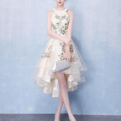 Light Champagne Tulle Short Prom Dress, Puffy Tulle Lace Homecoming Dress main image 1