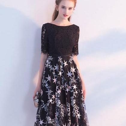 Black Lace Tulle Short Prom Dress Tulle Lace..