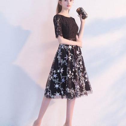 Black Lace Tulle Short Prom Dress Tulle Lace..